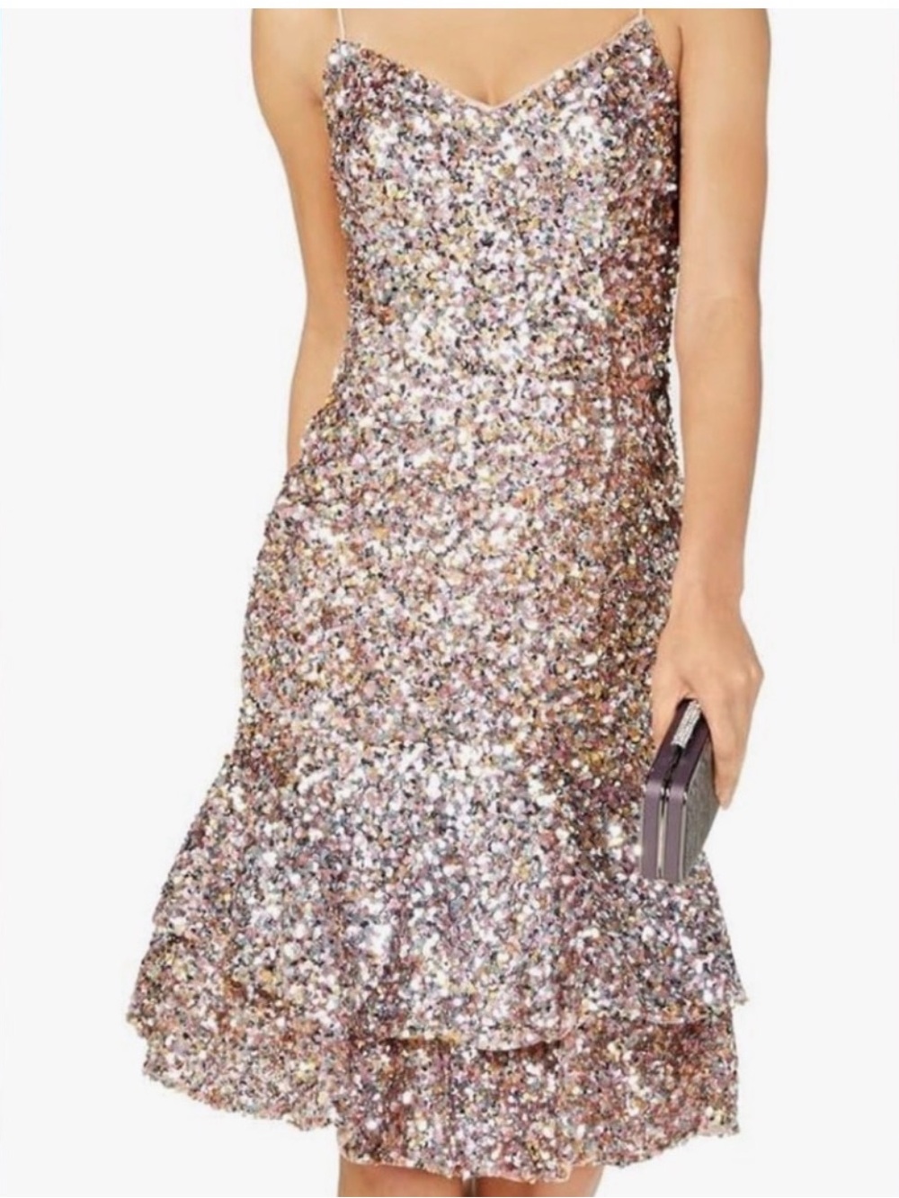 Adrianna Papell Multicolor Sequin-Embellished Dress